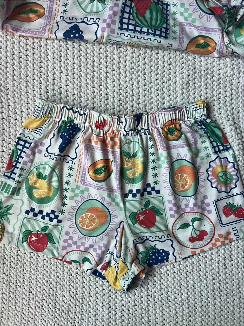 P.J. Salvage Fruit Cloud Soft Pajama Set Short Sleeve Sleepwear PJs Cute Size XS